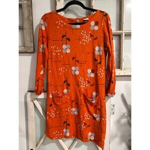 White Stuff size UK 12 and US 8 orange patterned cotton tunic dress